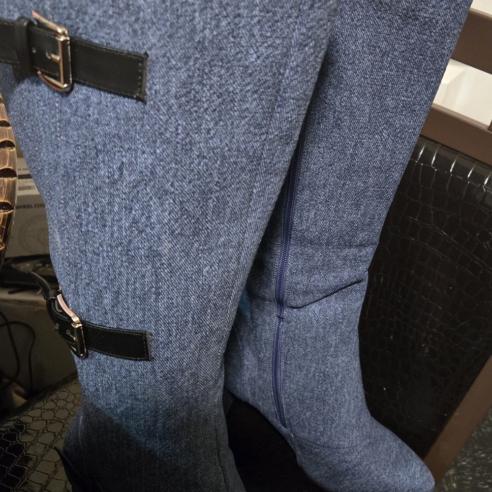 Stylish Blue Knee-High Boots